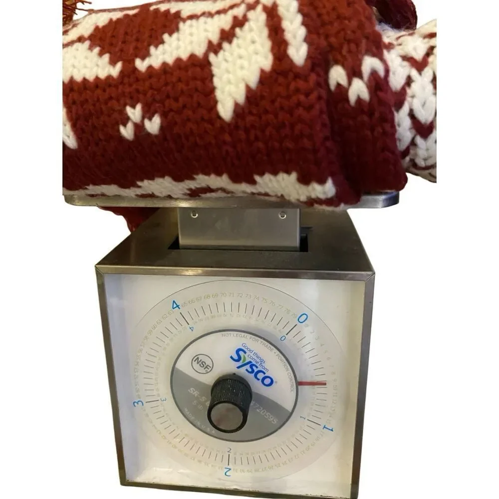 Red White Knit Scarf Fair Isle Snowflake Pattern Fringe Soft Winter Holiday